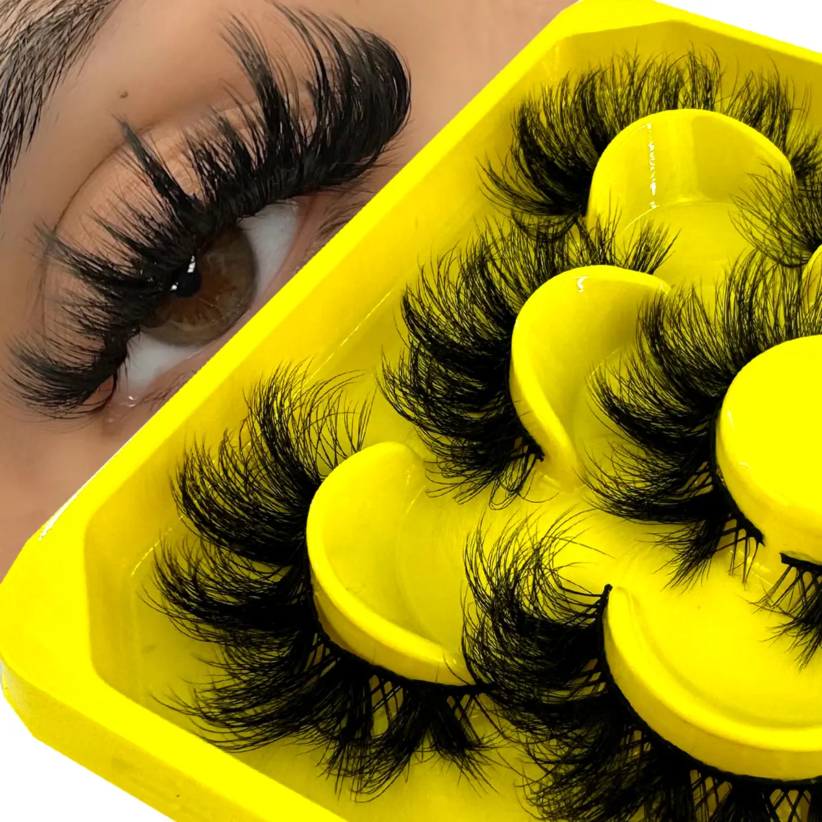 New 5 pairs Fluffy Lashes 8D False Eyelashes 20mm Faux Mink Lashes Natural Fake Lashes Thick Volume Eyelashes Cat Eye Lashes Makeup Cosmetic