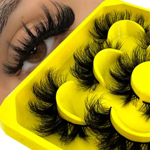 New 5 pairs Fluffy Lashes 8D False Eyelashes 20mm Faux Mink Lashes Natural Fake Lashes Thick Volume Eyelashes Cat Eye Lashes Makeup Cosmetic