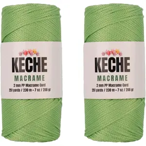 2mm Macrame Cord, Crochet Bag Cord, 251 Yards, Polypropylene Macrame Rope for Plant Hangers and Wall Hangings, Strong Durable Easy to Knot - Pistachio Pack of 2