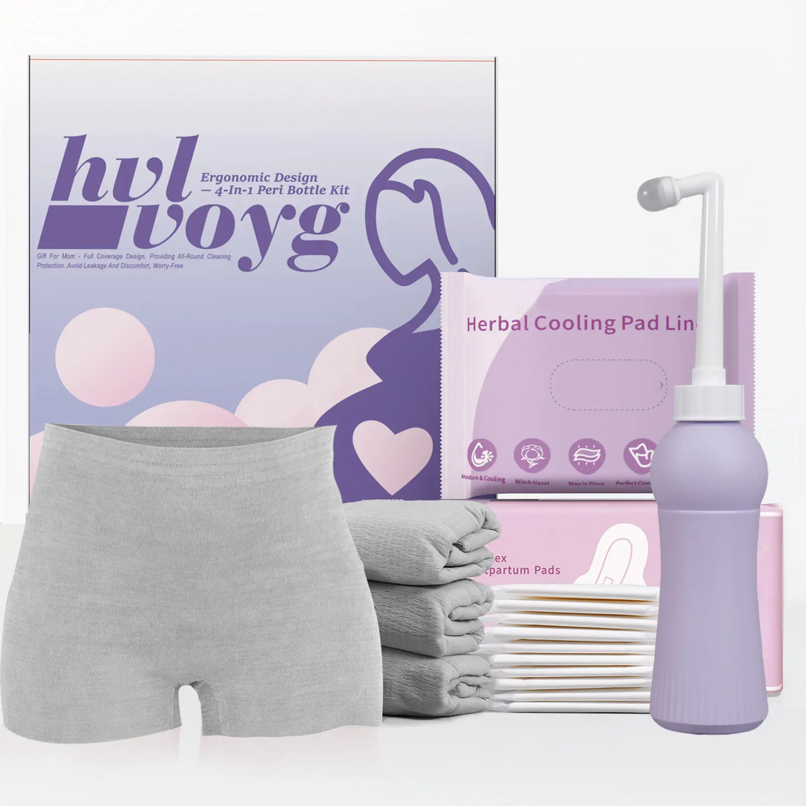 4-ln-1 Peri Bottle Postpartum Underwear Kit, 16 Pcs Postpartum Essentials, Gifts for New Moms, Labor Delivery Portable Bidet Peri Bottle , Postpartum Pads, Cooling Pad Liners, Disposable Underwear