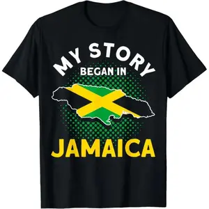 100 Percent Cotton Jamaican Moms and Jamaica Lovers Pride T Shirt My Story Began In Jamaica