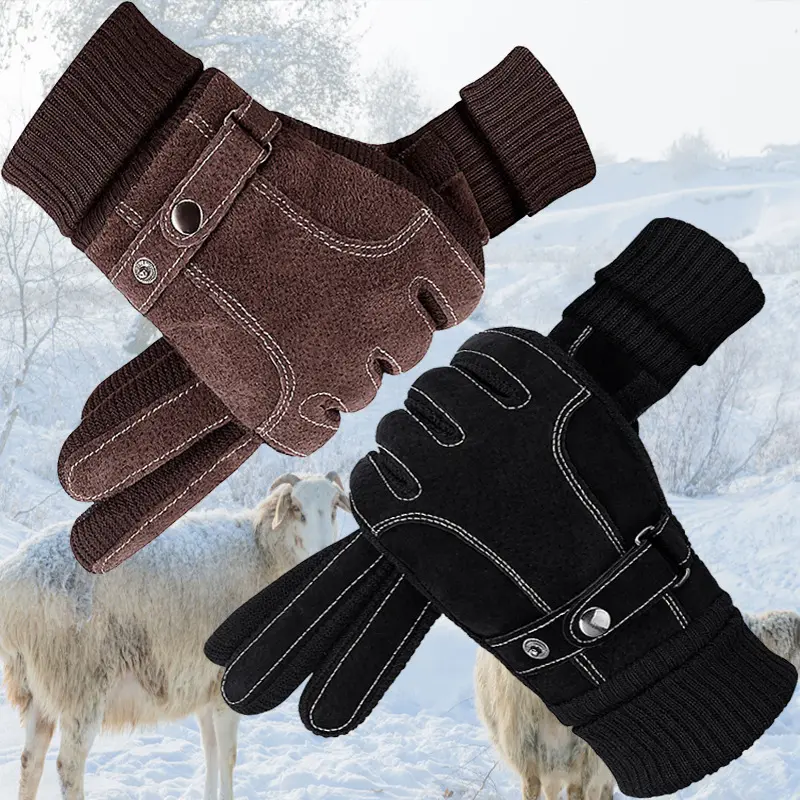 20241 Pair Thermal Touchscreen Gloves - Winter Warm Faux Leather Slim-Fit with Adjustable Wrist Strap & Pleated Cuff, Smartphone Compatible for Daily Commute, Work, Travel - Durable Cold-Resistant Hand Protection (Brown/) - Ideal Gift for Men & Women2025
