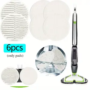 6pcs Circular electric steam mop cloth - 2pcs scrubby pads and 4 soft pad, Compatible with 2037/2039A/2052Z/2124/2240Z