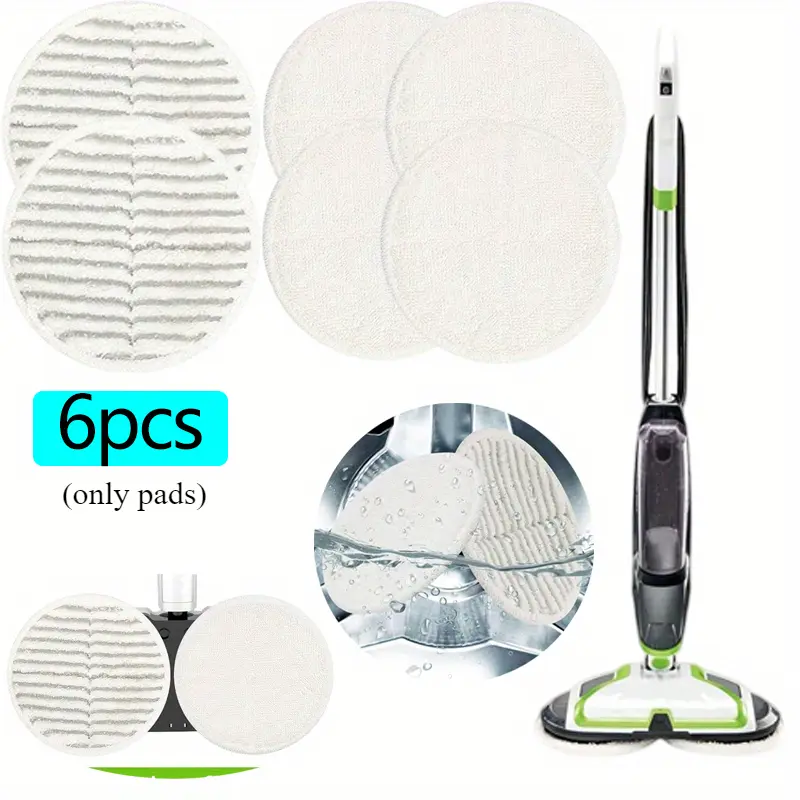 6pcs Circular Electric Steam Mop Refills - 2 Scrubby Pads, 4 Soft Pads, Compatible with 2037/2039A/2052Z/2124/2240Z, for Hardwood Floor & Microfiber Head Cleaning Needs, Hardwood Floor Mops