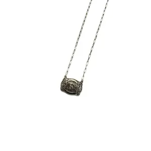 Western Belt Buckle Initial Necklace: F
