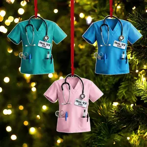 Personalized Nurse Scrubs Acrylic Ornament, Scrub Life Ornament Gift for Nurse, Custom Nurse Stethoscope Christmas Ornament, New Nurse Ornament