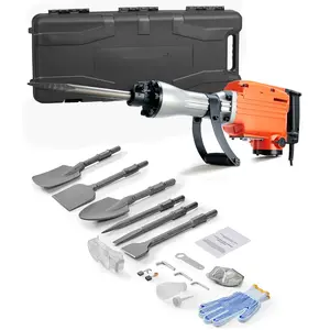 Demolition Jack Hammer Concrete Breaker 2200W Electric Hammer With 6 Chisel Bits For Concrete, Brick And Masonry, Vibration-Reduced Handle, Ergonomic Grip, Durable Construction, Quick Bit Change, Carry Case