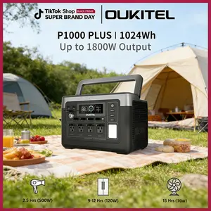 OUKITEL1024Wh Portable Power Station, Solar Generator Backup Power for Outdoor Camping Home Emergency Folding Solar Panel Home Backup, Camping, Emergency Outdoor Power travel rv