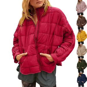 Lannew Women's Oversized Lightweight Down Coat Long Sleeve Zip Packable Short Puffer Jackets