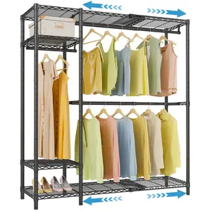 VIPEK X20 Expandable Wardrobe Closet Organizer – Heavy Duty Clothes Rack with Adjustable Rods & Shelves, Portable Wardrobe for Small Room & Closet (3'3"–4'8") Floor Standing Display