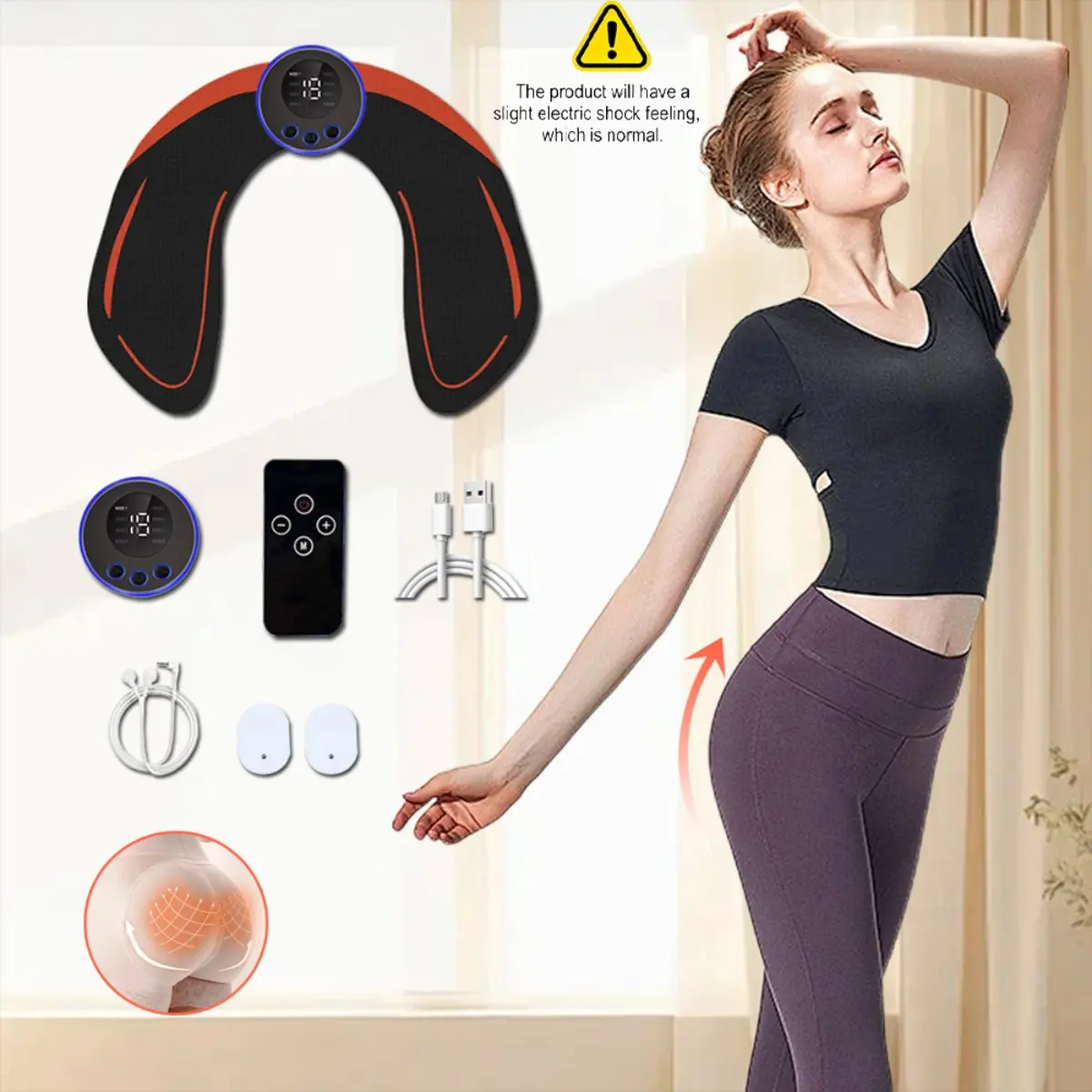 Adjustable Modes Electric Butt Massager, Glutes Trainer, 1 Set Rechargeable Butt Muscle Trainer, Muscle Stimulator, Professional Massage Tool for Men & Women, Stim Machine For Muscle Recovery