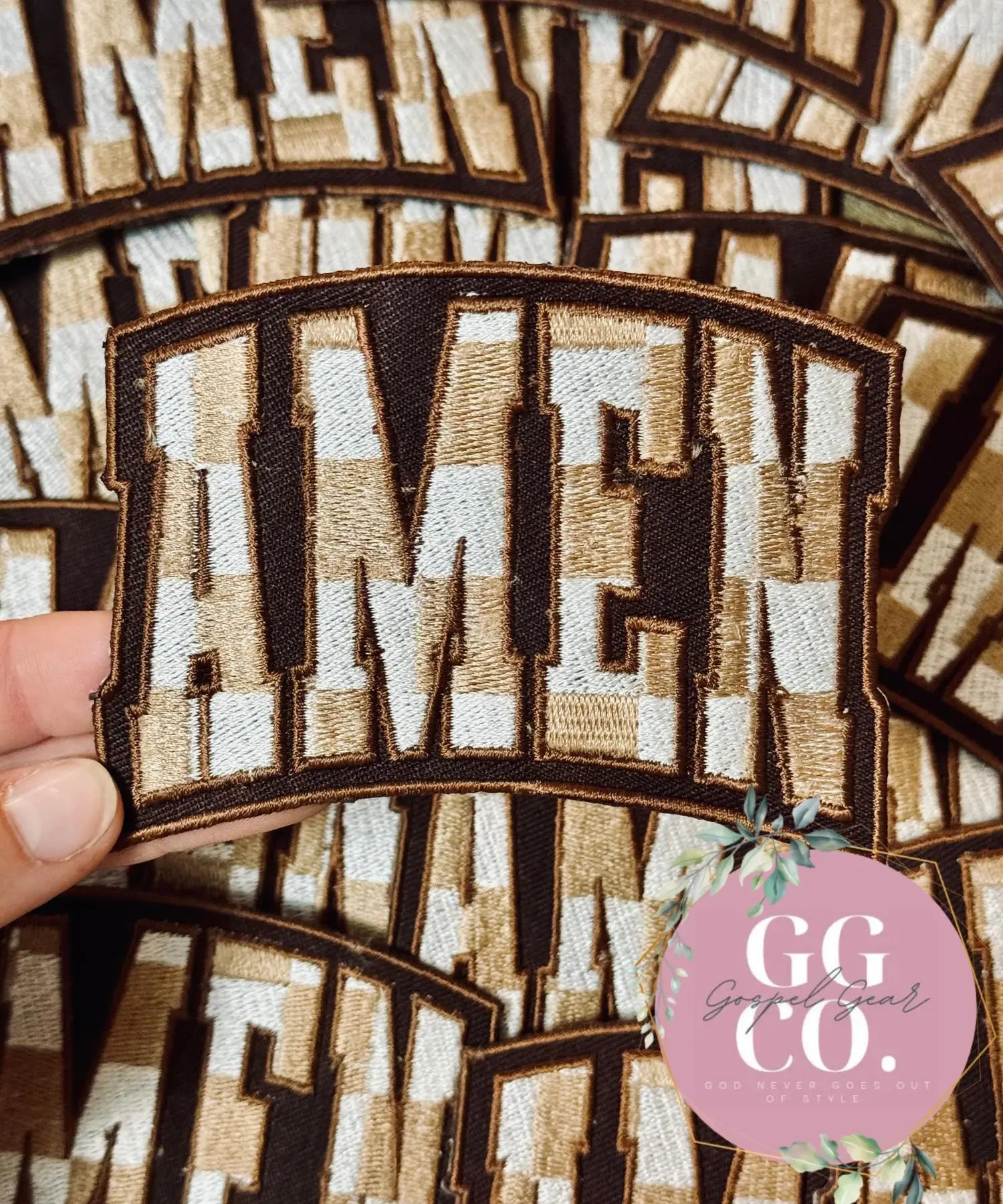 Amen Checkered Patch, Christian Hat Patch, Embroidered Patch, Trucker Hat Patch, Iron On, Trendy Hat Patch, Jesus Patch