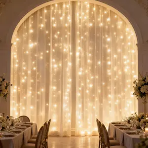 Warm White 300 LED Fairy Curtain Lights 9.8ft x 8.86ft USB Plug-in 8 Modes Christmas Decor Remote Control IP44 Weatherproof Dimmable Timer for Bedroom Indoor Weddings Dorm