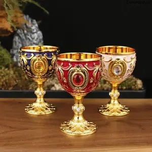 30ml Vintage Metal Wine Cups, Creative Retro Liquor Glasses for Home Bar