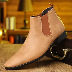 British style, light brown matte Chelsea boots, men's fashion short boots. men shoes fathersdaygift