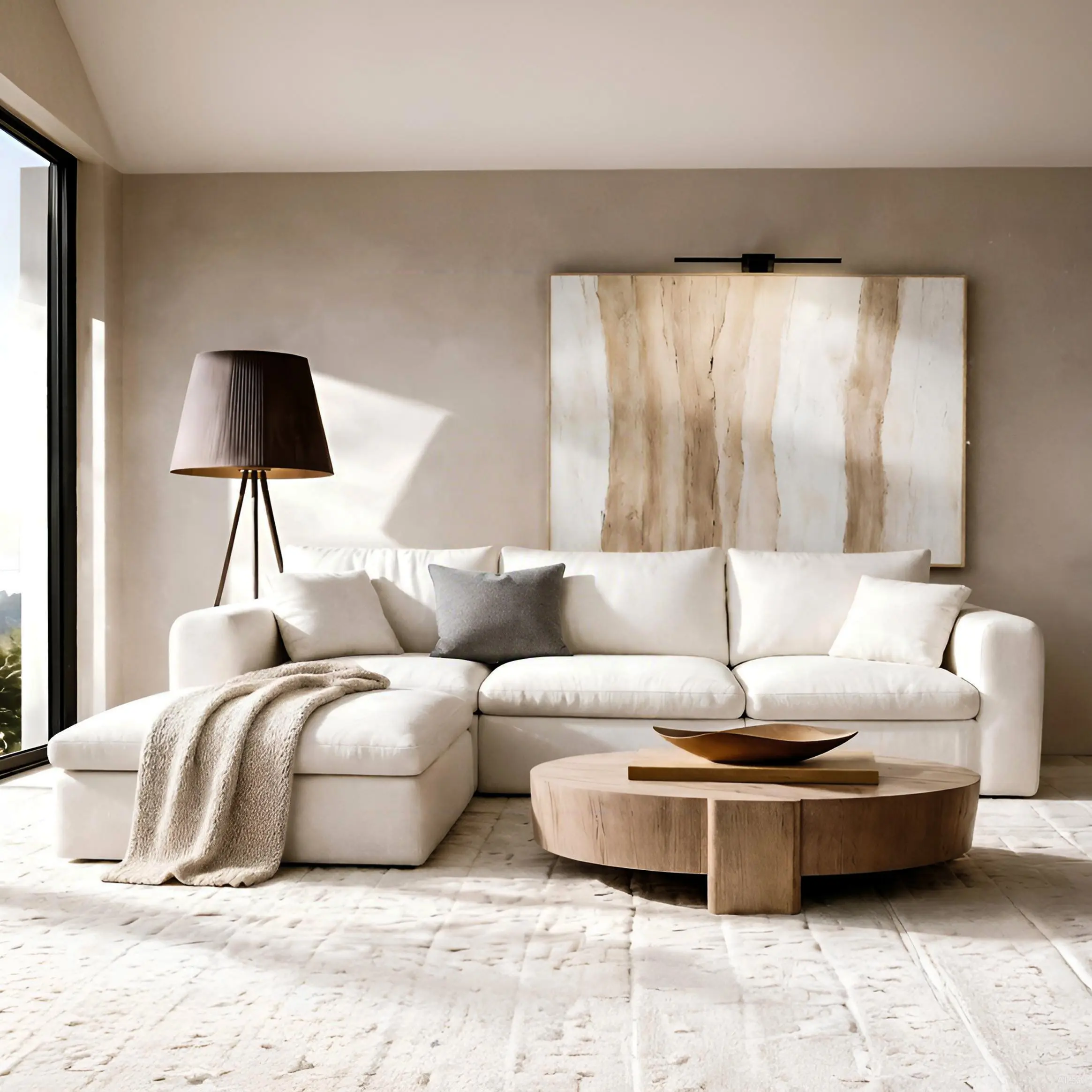 Beige 118.1" L-Shaped Modular Sectional Boneless Couch - 2-Package Shipping, Oversized Cloud Sofa with High Back Pillows, Antislip Module Fit, No Assembly Required Sofas Living Room for Families, Comfy Seating