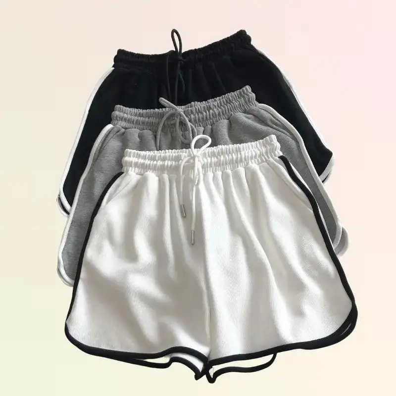 Women Striped Casual Shorts Korean Harajuku Loose All Match Sports Shorts Summer Fashion Simple Yoga Thin Mini Shorts Female
