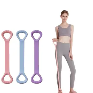 Three figure eight shaped silicone yoga resistance bands made of TPE elastic material suitable for home workouts gym workouts and outdoor fitness