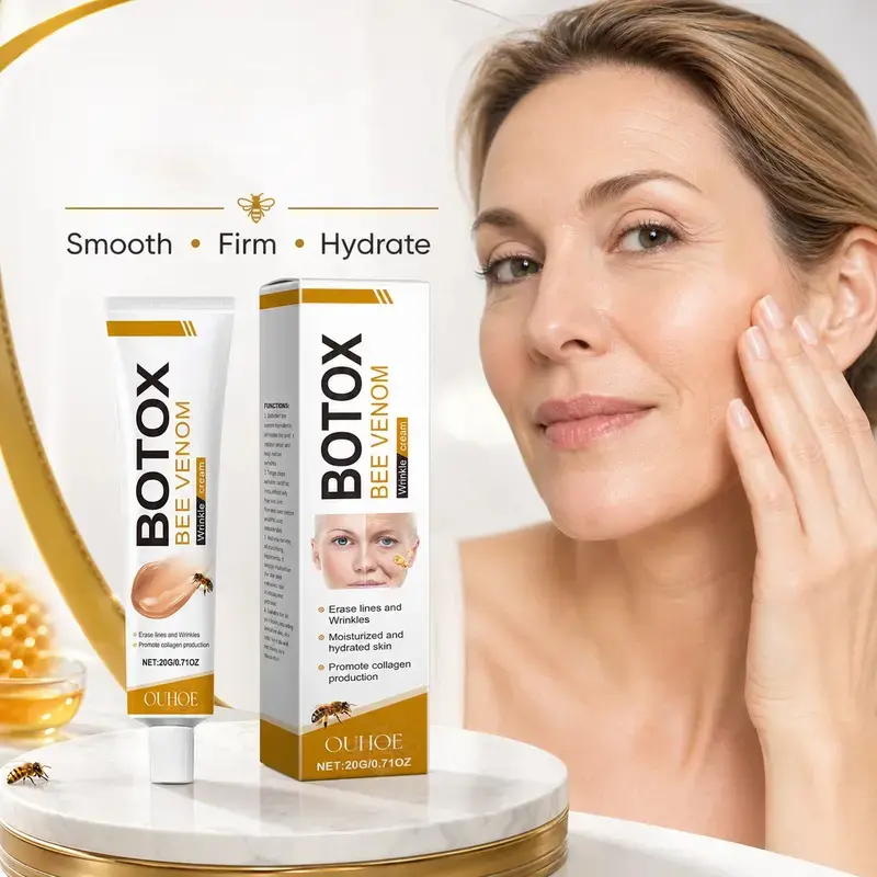 Bee Venom Face Cream with Hyaluronic Acid & Acetyl Hexapeptide-8, Firming Smoothing Daily Skin Lotion