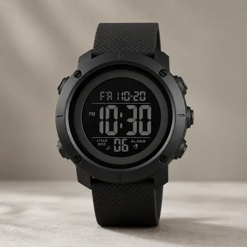 Skmei Full Digital Display Watch, Casual Style Multi-Function PU Band Watch, 50m Waterproof, Quartz Movement, Digital Multifunctional Watch, All Seasons Use, Waterproof Quartz Wristwatch, Quartz Wrist Watches
