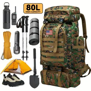 80L Large Capacity Outdoor Backpack Hiking Backpack Travel Backpack For Men Women Camping Trekking Backpack Sports Rucksack Waterproof Lightweight Big Bag Daypack