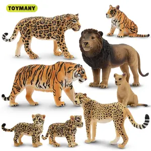 TOYMANY 8PCS 2-5" PVC Jungle Animals Toyset, Realistic Lion, Tiger, Cheetah, Leopard Figurines with Cubs & Baby Animals, Plastic Cake Toppers for Kids Toddlers' Christmas Birthday Gifts, Pvc Figure