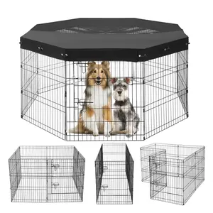 VEVOR Dog Playpen,  8 Pcs 30"H x 24"W Panels Foldable Metal Pet Exercise Pen, Dog Fence Indoor and Outdoor Pen with Door, 600D Oxford Fabric Top Cover, Pet Playpen for Dogs, Cats, Other Small Animals