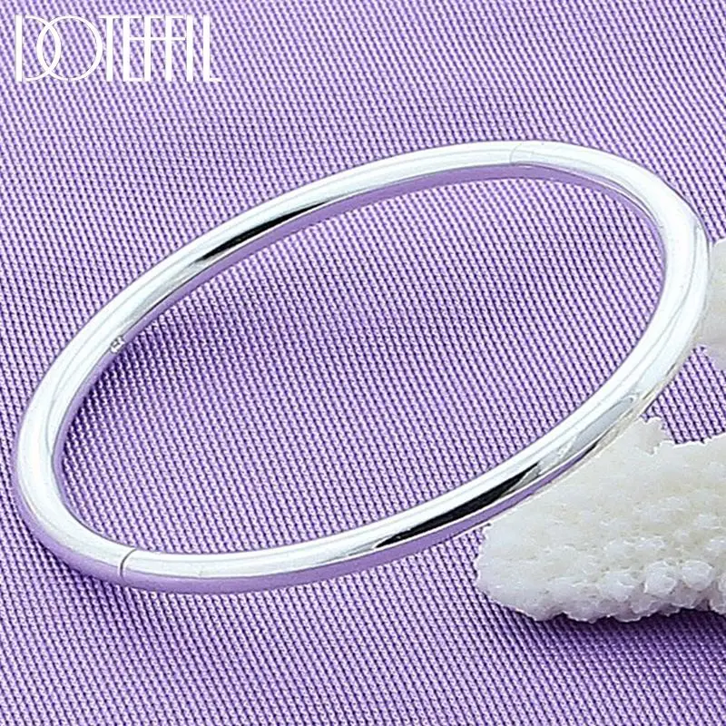925 Sterling Silver Solid Smooth Opening Bangles Bracelet For Woman Wedding Engagement Party Jewelry
