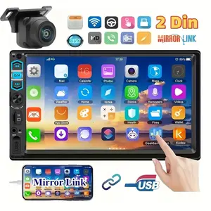 Bileeko Dual Chip Bluetooth-compatible Touchscreen Car Stereo, 7 Inch Mp5 Audio Host, Phone Mirror Link, USB TF Aux Full Interface, Universal Car Sound System, Car Media Player, Car Display Screen, Car Video Player