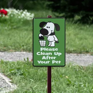 , Tin Sign 8x12in Please Clean Up After Your Pet Yard Signs Funny No Poop Pee Dog Yard Sign Lawn Sign, UVresistance, Waterproof, Non-Fading, Easy To Install Dog Lawn Sign