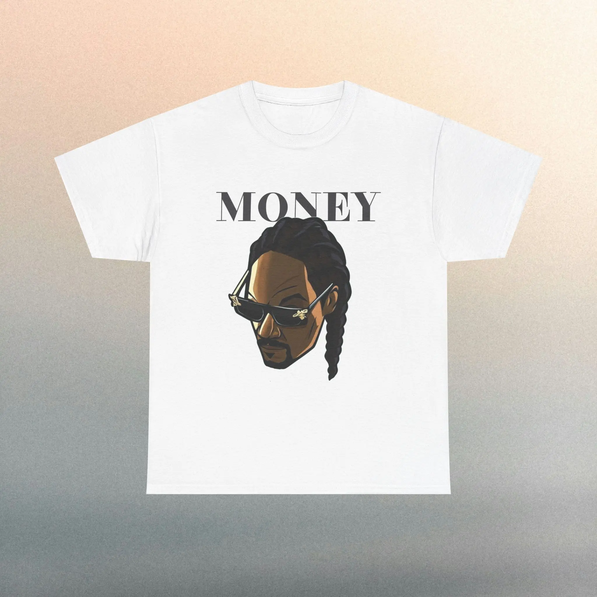 Snoop Dog 'Money' GTA Themed Y2k 90s Hip-Hop Vibes Heavy Cotton Graphic T-Shirt Fitted Crew Neck Short Sleeve Unisex Casual Fashion Top