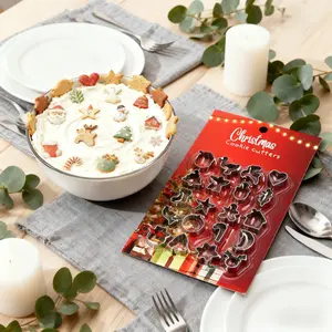 20-Piece Mini Christmas Cookie Cutter Set- Stainless Steel Baking Molds with Santa, Tree, Snowman, Reindeer & Star Shapes for Christmas Decorations, DIY Cakes, Festive Treats & Cutting Fruits Vegetables for Yogurt Bowls, Bakeware, Baking Tools