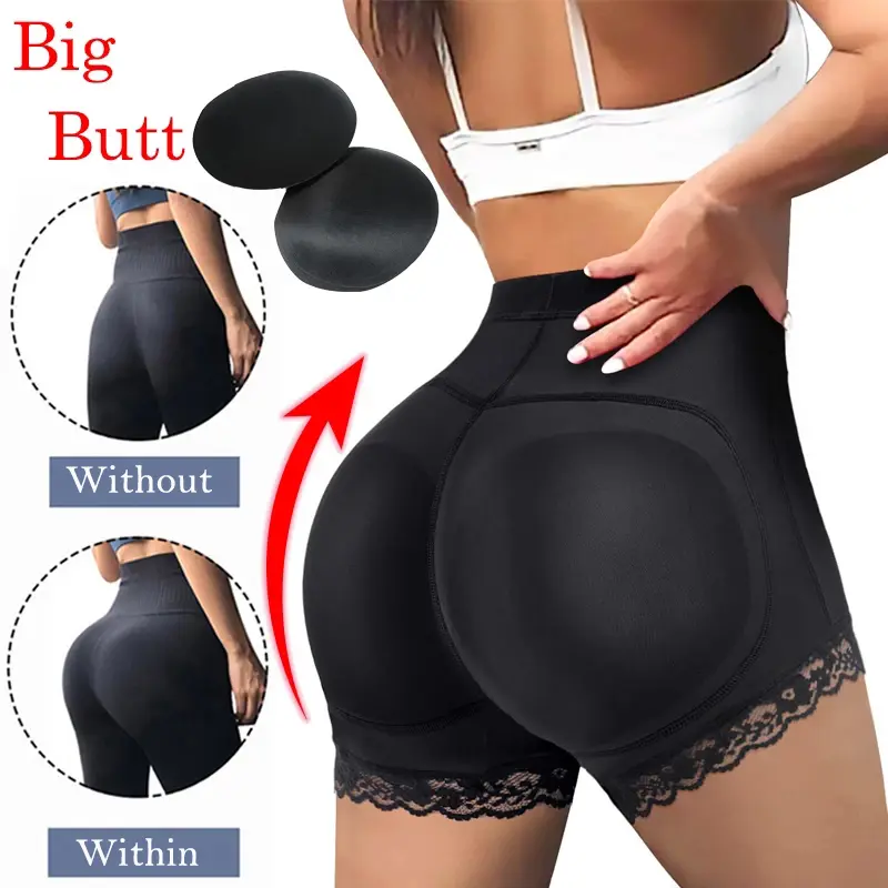 Women's High Waist Padded Boyshorts with Tummy Control and Butt Lifting, Comfortable Lace Trim Thigh Shaper for Work, Casual, Formal Wear