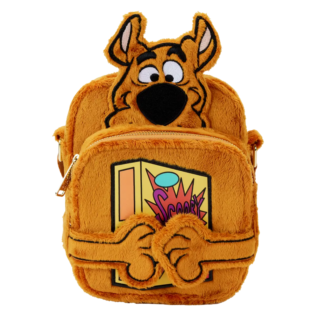 Loungefly Scooby-Doo Crossbuddies Cuddly Plush Crossbody Bag with Arms, Casual Cartoon Character Purse with Detachable Coin Pouch, Casual Crossbody Bags, Cartoon Character Print Women's Handbags, Cuddly Plush Look, Cute, Fashionable Crossbody Bag, Graphic