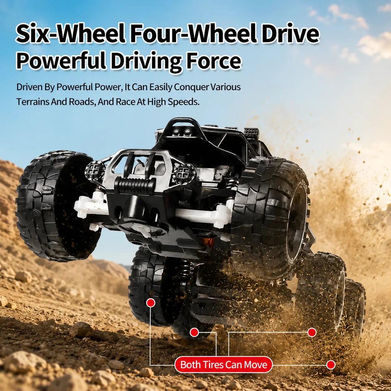 6-Wheel Alloy Remote Control Crawler RC Car, 4WD Off-Road Electric Toy with All-Terrain High-Elasticity Shock Absorption, LED Night Driving, Ideal Gift for Kids Over 3 (Children's Day, Birthday) Stunt Car, Rc Cars