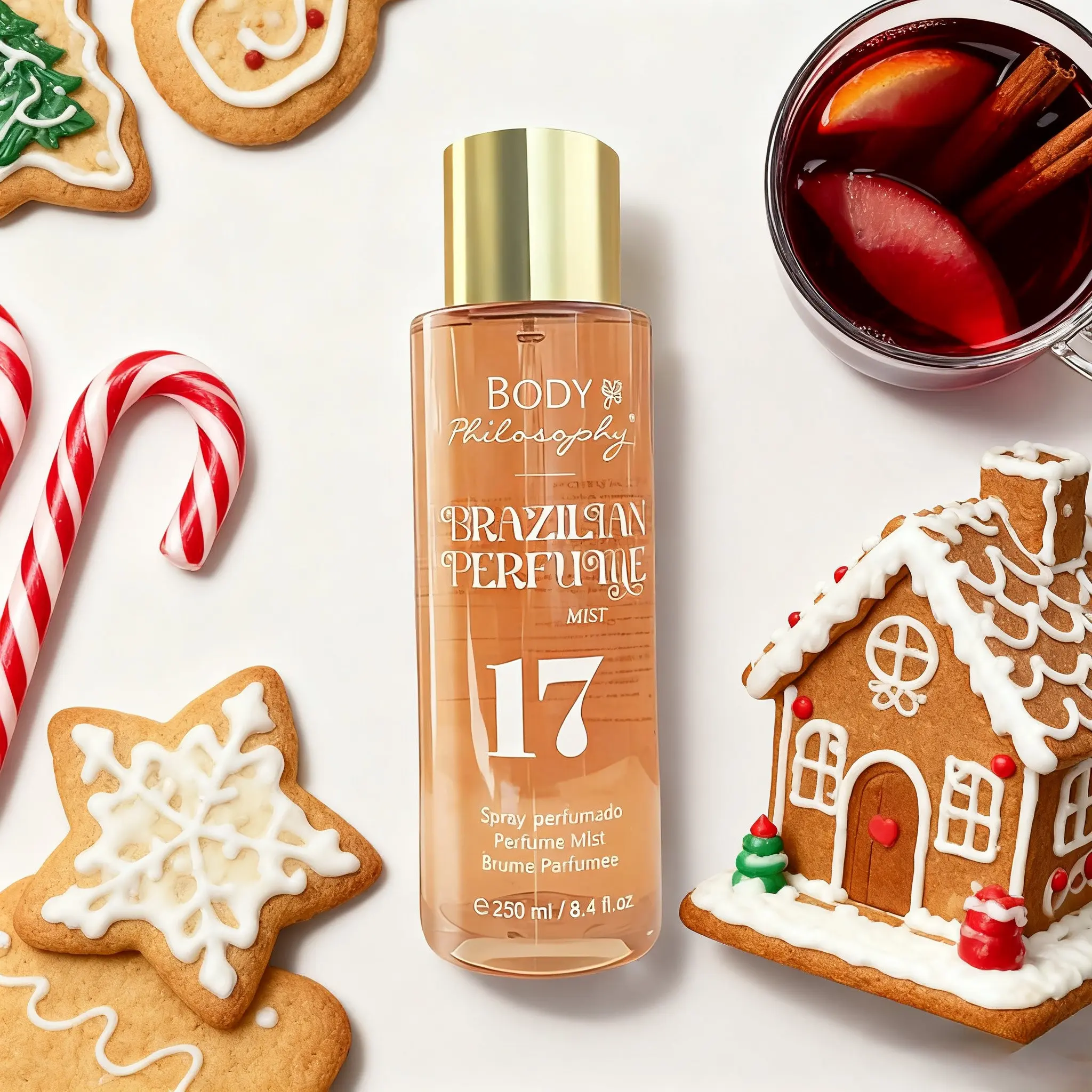 Enchanting Women's  Perfume  Body & Hair Mist 17 - Sweet  Vanilla Salt & Macadamia White Chocolate Coconut Flower Blend Sweet Elegant Women's Fragrance Irresistible charm 250ml Perfect gift-giving choice for Christmas and Thanksgiving