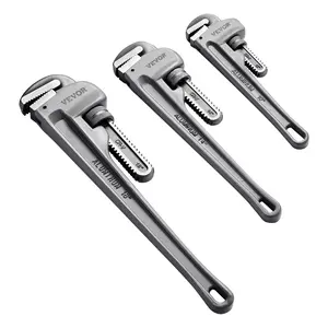 VEVOR 3-Piece Pipe Wrench Set,  10" 14" 18" Aluminum Straight Pipe Wrench, Adjustable Plumbing Wrench, with High Strength Jaw and Ergonomic Handle, Hangable Design, for Water Pipes, Automotive Repairs