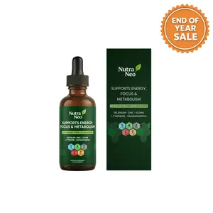 NutraNeo Thyro Core Thrive Drops - Supports Energy Focus & Metabolism with Selenium Zinc Iodine L-Tyrosine Ashwagandha