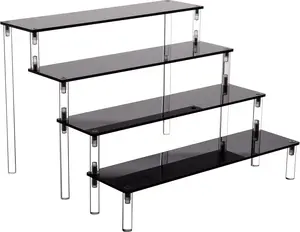 Stands for Display,4 Tier Black Cupcakes Perfumes Figurines Display Stand Risers Shelf for Decoration and Organizer