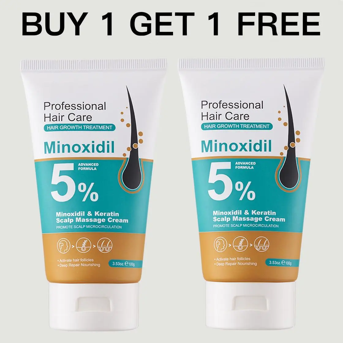 [BUY 1 GET 1 FREE] 5% Minoxidil & Keratin Scalp Massage Cream Hair Growth Treatment for Men & Women Nano Foam Essence Easy Absorb Scalp Refreshing Haircare