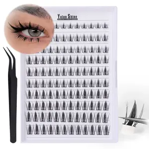 Manga Self Adhesive Eyelashes Natural Self Adhesive Lash Clusters Pre glued Eyelash Clusters Spiky No Glue Needed Lashes Wispy Anime C-curly Cluster Eyelash extensions 10-16MM Fairy Individual Lashes Wet-Look Lash Extensions