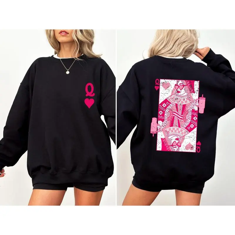 Queen of Hearts Sweatshirt, Cards Shirt, Games, Valentine's Day Sweatshirt, For Women, For Men