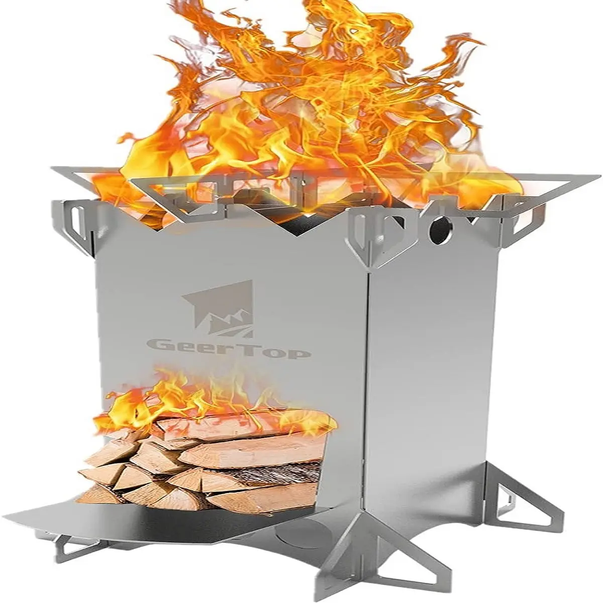 Folding Rocket Stove, Portable Stainless Steel Wood Burning Camping Stove
