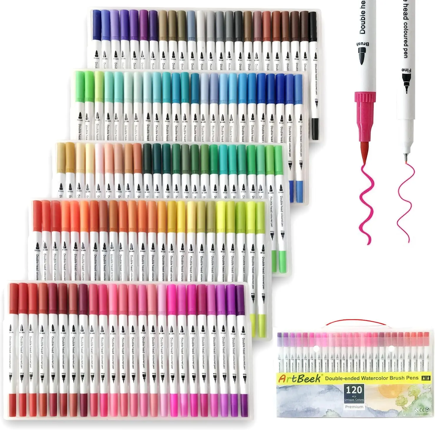 ArtBeek Watercolor Pens, Brush Markers with Fine & Brush Tip