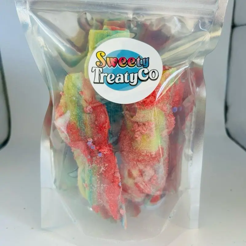 Sweety TreatyCo Cotton Candy Coated and Filled Fruit Rollups Sweet Snack Treats Bonbon Strawberry Flavored