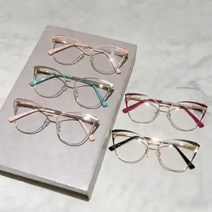 Trendy Casual Lightweight Fashion Blue Light Blocking Cat-Eye Metal Frame Eyeglasses - Sleek Plain Front Design, Advanced Targeted Anti-Blue Light Lenses, Color-True Clear Lenses for Everyday Screen & Outdoor Use, Lightweight Eyeglasses, Trendy Casual Eye