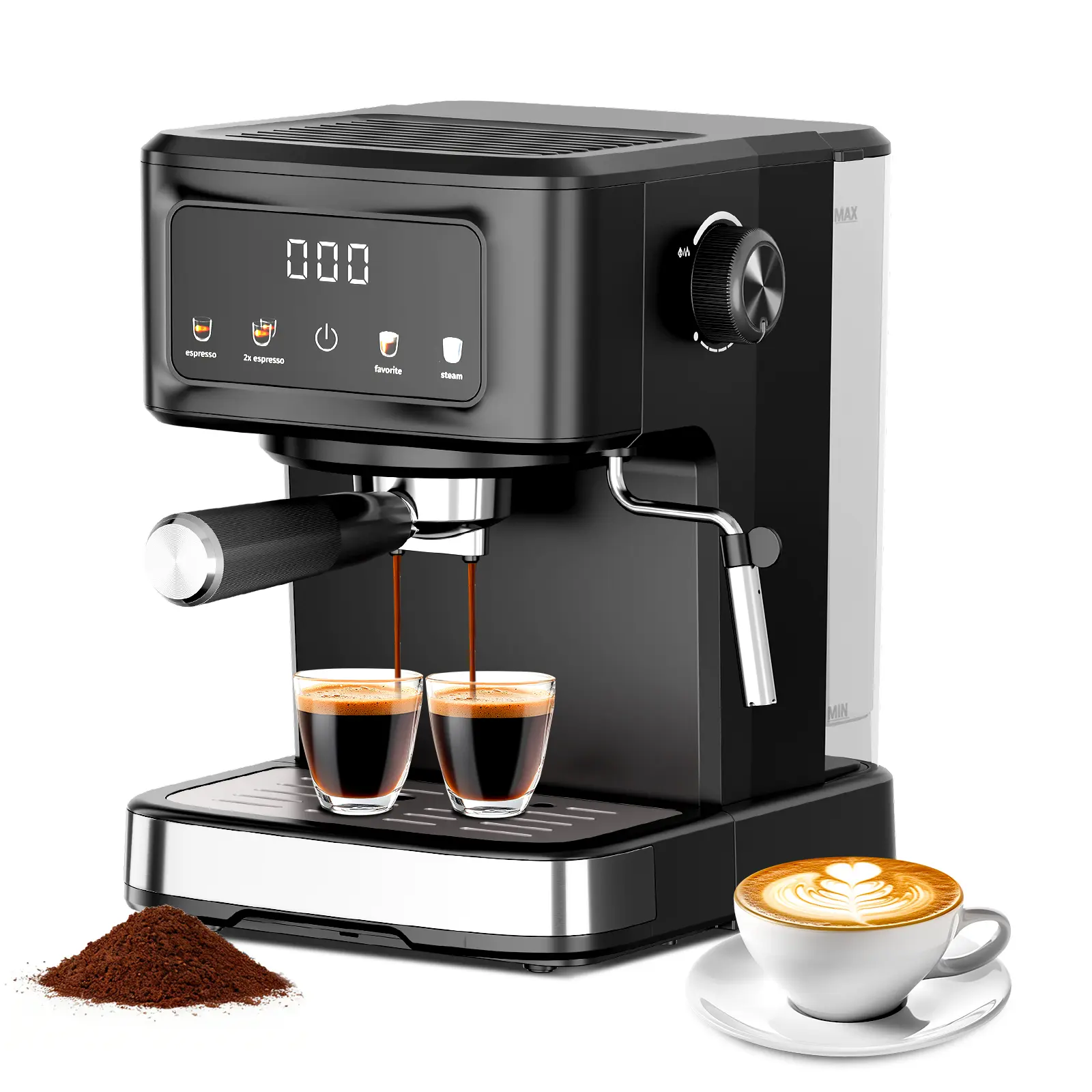 Kismile 15-Bar Pressure Espresso Coffee Machine - 15-Bar Italian Pump, 1.5L Detachable Water Tank, Commercial-Grade Boiler, Built-In Milk Frother & Steam Wand Latte, Aluminum Alloy Build, Overheat Safety, Latte & Capp Ready for Home Use, Silky Microfoam
