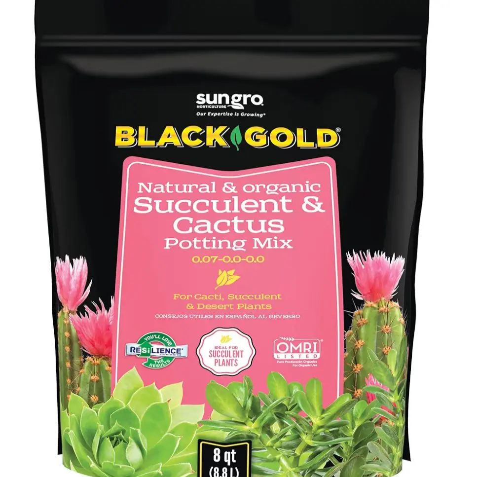 SunGro Black Gold Natural & Organic Succulent & Cactus Potting Mix 8 qt for Cacti Succulent & Desert Plants