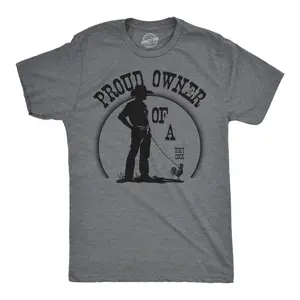 Mens Funny T Shirts Proud Owner Of A Tiny Cock Sarcastic Chicken Graphic Novelty Tee for Men Mens Funny T Shirts Cool Vintage Fashion T-Shirt Gift Classic Menswear offensive Apparel for Men Funny Animal Short Dark Grey