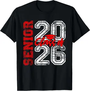 Senior 2026 Graduate Class of 2026 Graduation Men Women Kids T-Shirt Pure Cotton Graphic Tees Menswear Top: Gifts for Men & Women Sleeves Streetwear